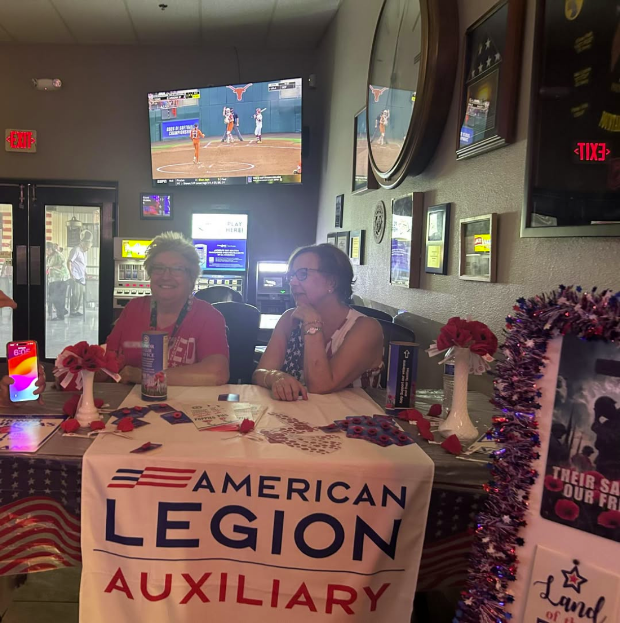 Auxiliary Poppy fundraiser booth at Post 58